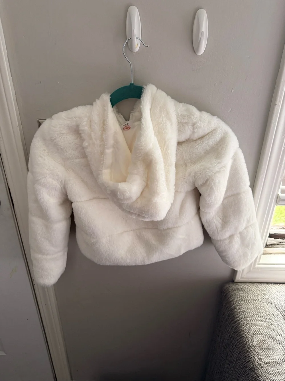 wonder nation White Faux Fur Hooded Puffer Jacket